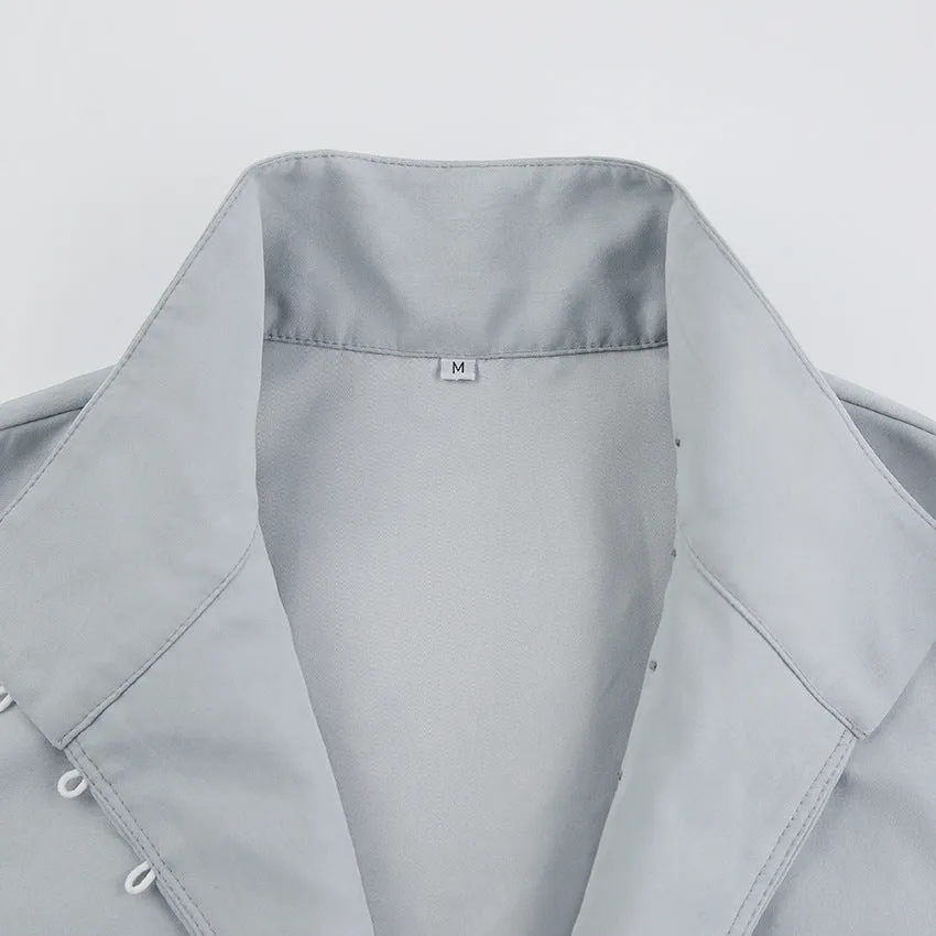 Single-breasted Round Neck Puff Sleeve Mandarin Collar Shirts