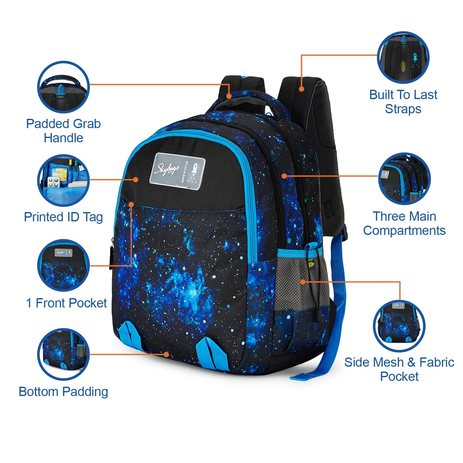 Skybags New Neon 22  10 School Backpack Blue
