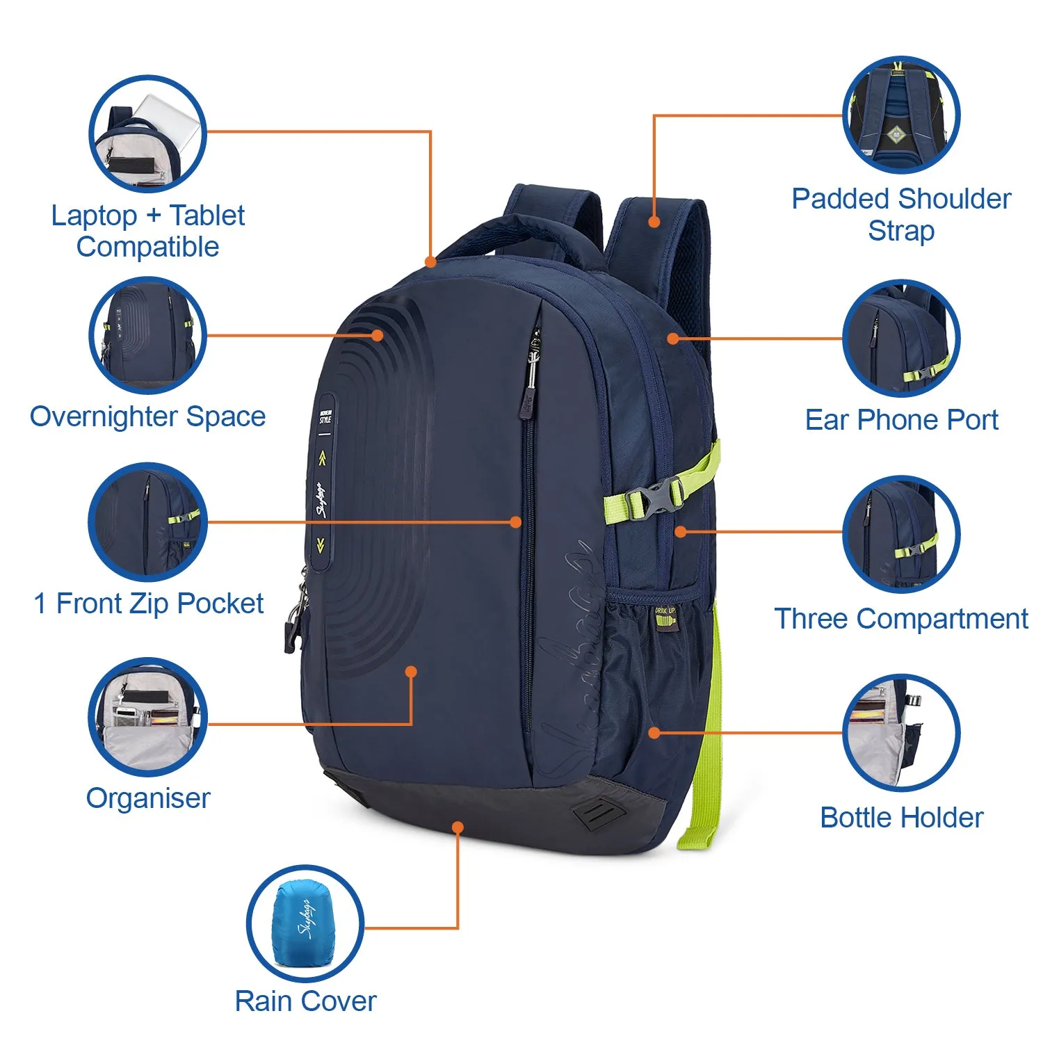 Skybags Xylo Plus 04  Laptop Backpack (H) Navy