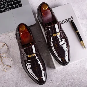 Smart Patent PU Leather Loafers Dress Shoes for Men