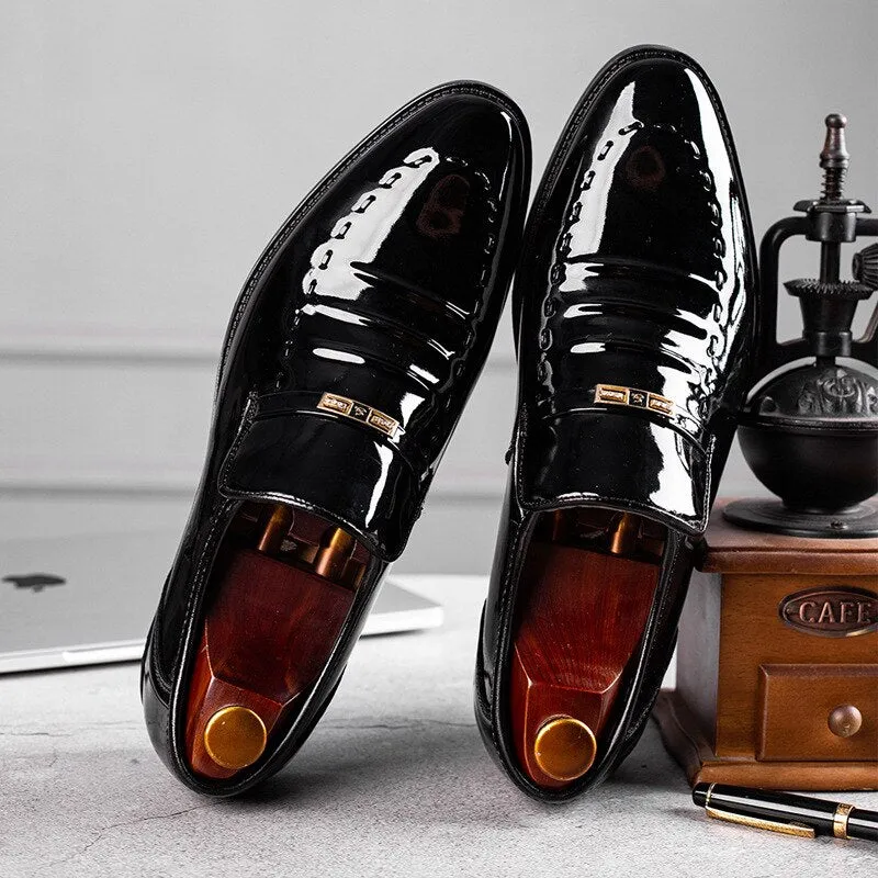Smart Patent PU Leather Loafers Dress Shoes for Men