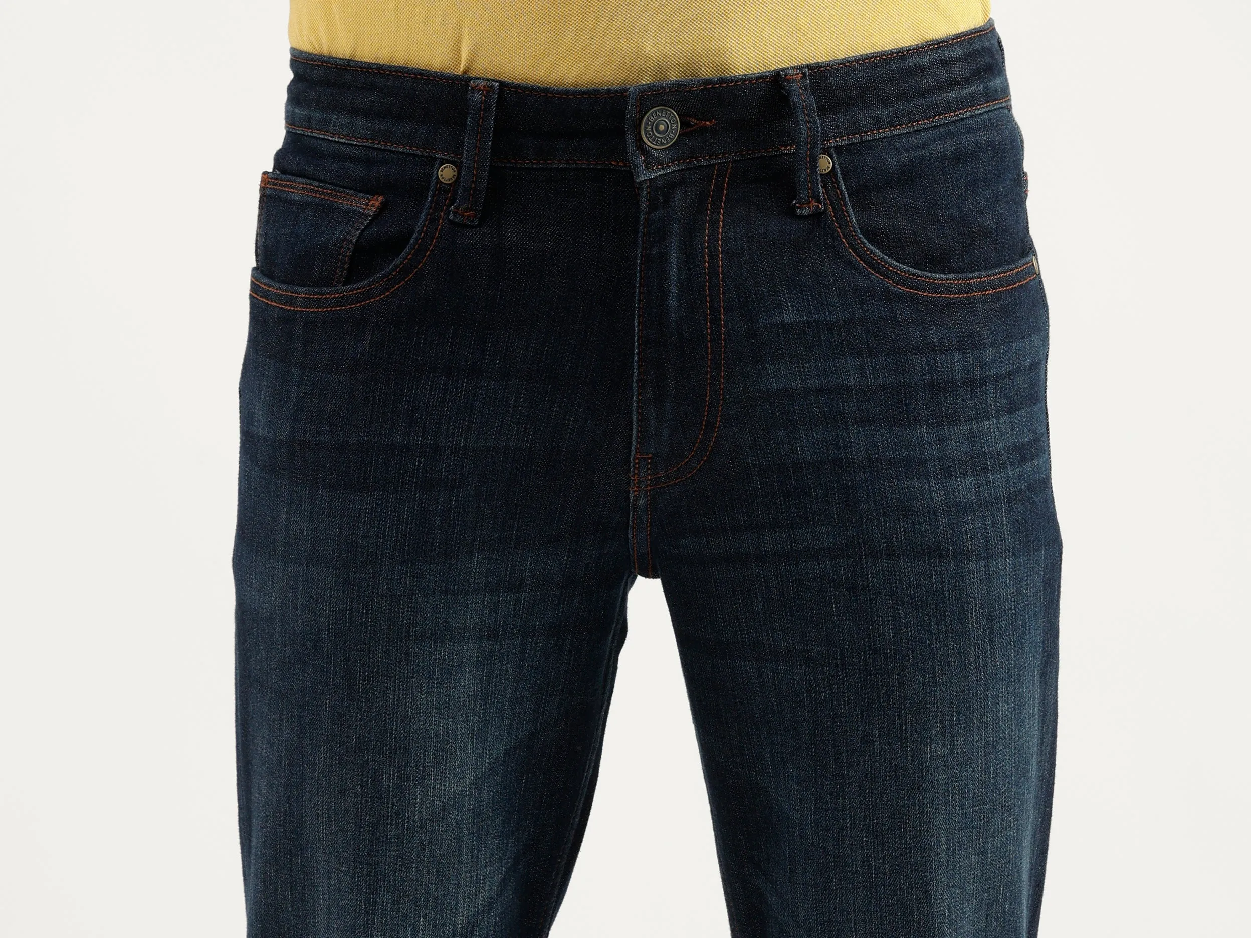 Solid Mid Rise Slim Tapered Fit Jeans