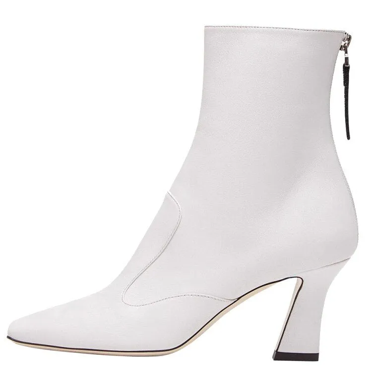 Square Toe Martin Boots High Heels Zipper Shoes