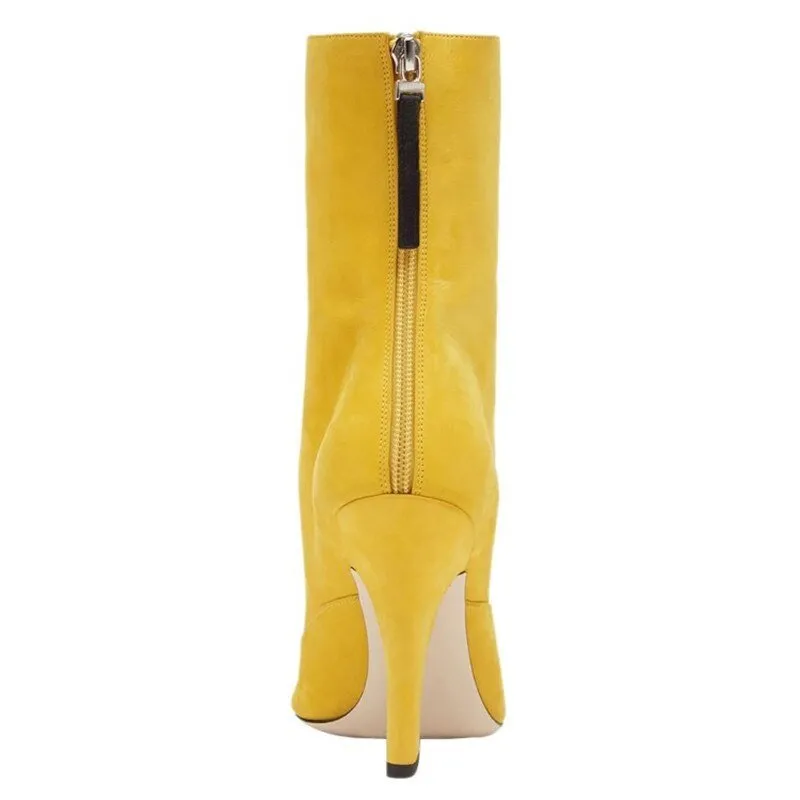 Square Toe Martin Boots High Heels Zipper Shoes
