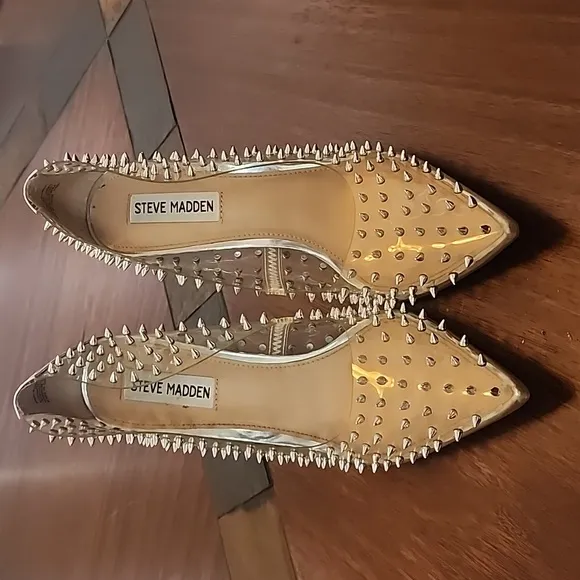 STEVE MADDEN • Vala clear Spike Heels, Size 8