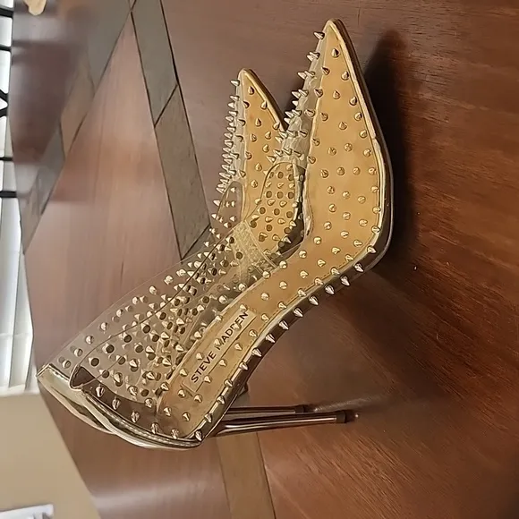 STEVE MADDEN • Vala clear Spike Heels, Size 8