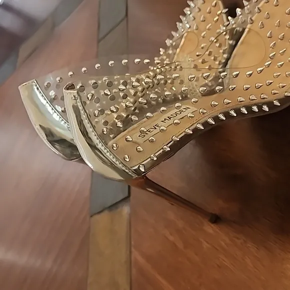 STEVE MADDEN • Vala clear Spike Heels, Size 8