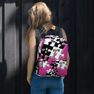 STFU Puzzle Piece Pattern Backpack - Pink