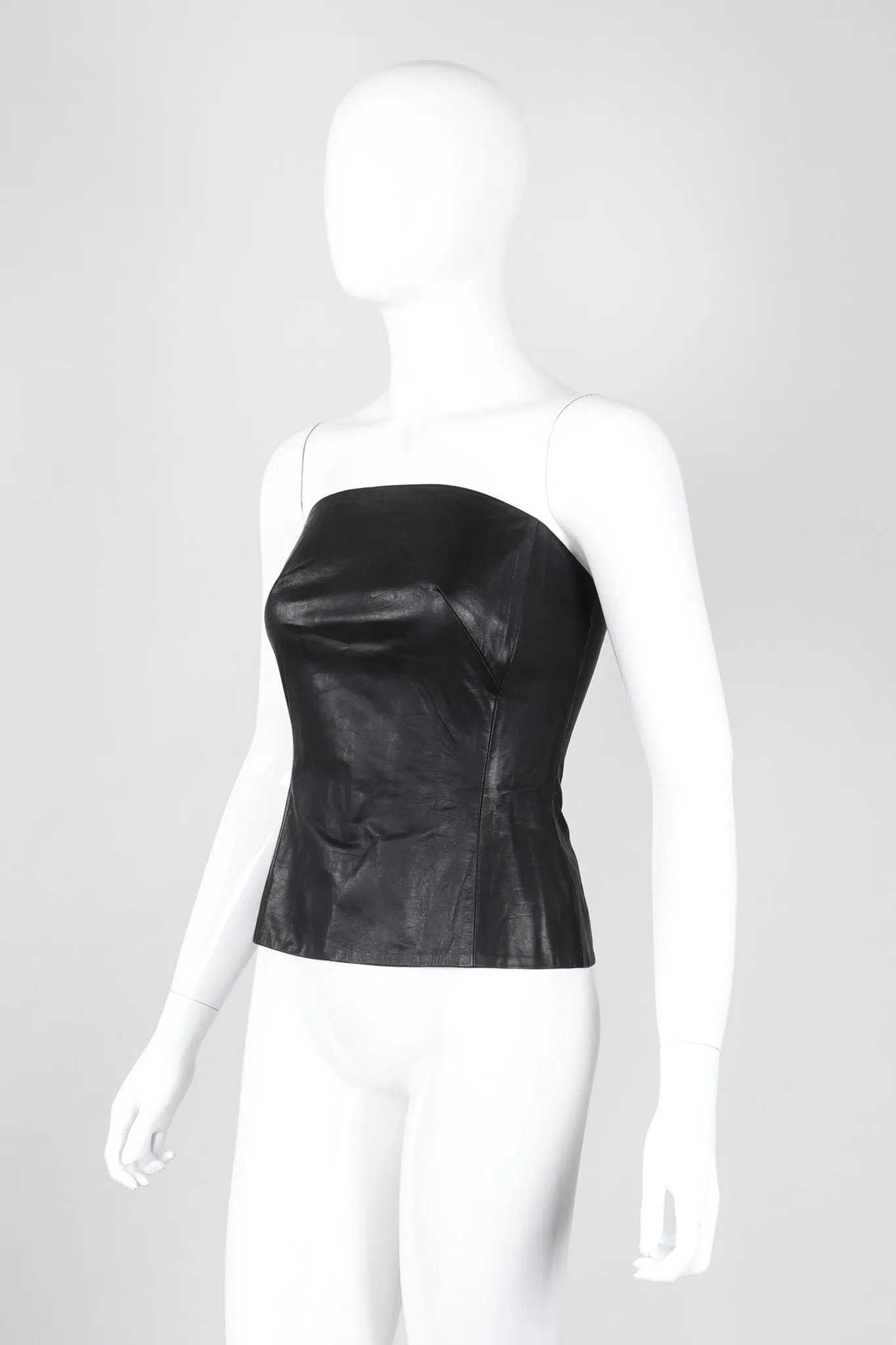 Strapless Leather Bustier Top