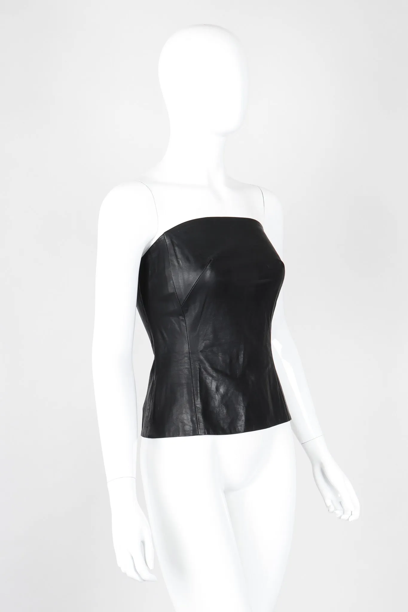 Strapless Leather Bustier Top