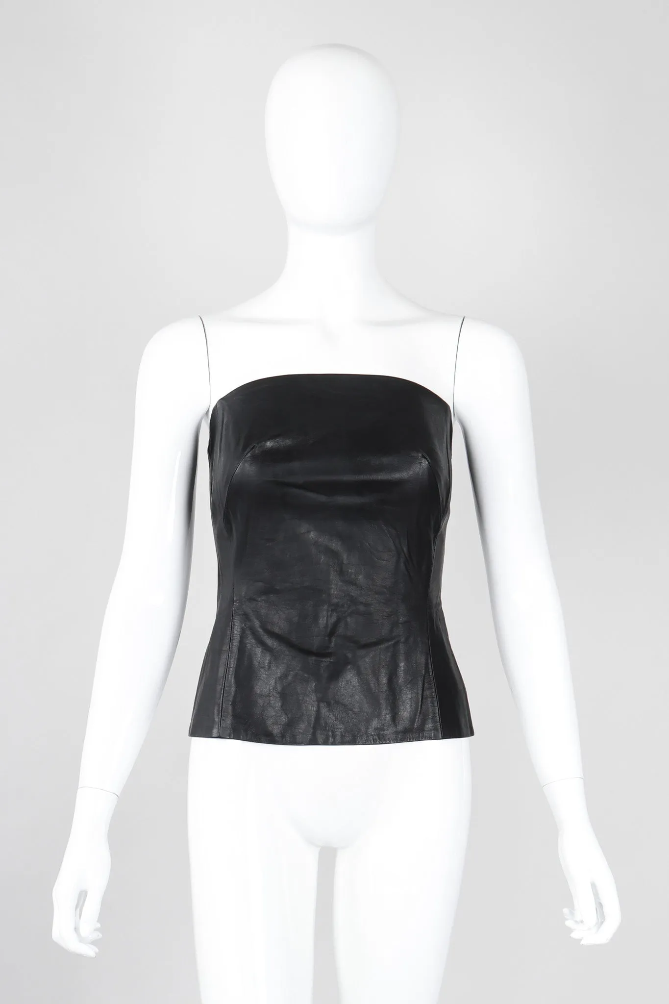 Strapless Leather Bustier Top