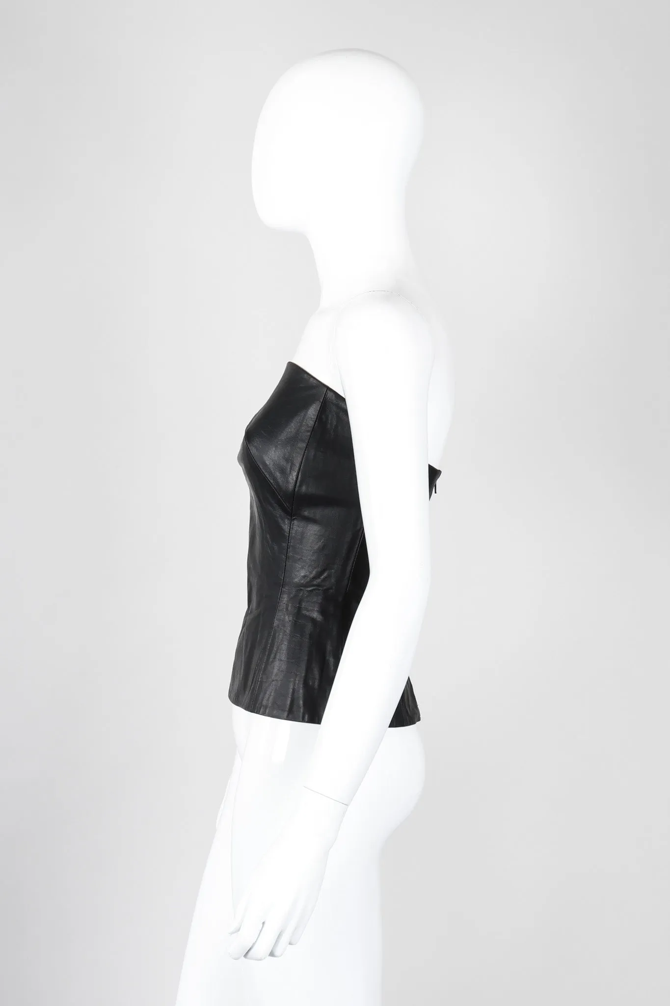 Strapless Leather Bustier Top