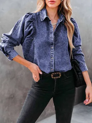 Stunncal Casual Fashion Loose Long Sleeve Denim Shirt