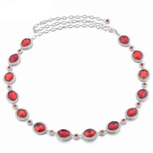 Stunning Handmade Silver Plated Rhinestone Chain Belt