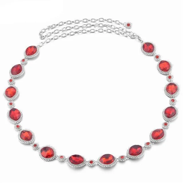 Stunning Handmade Silver Plated Rhinestone Chain Belt