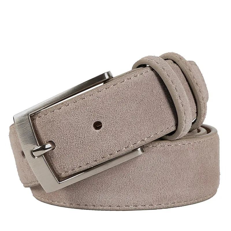 Sude Belts Cow Leather for Man And Lady Plaid Jeans Pin Buckle Luxury High Quality Classic Genuine Leather Sude Belts Cow Leathe