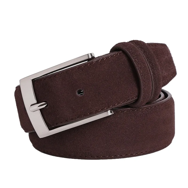 Sude Belts Cow Leather for Man And Lady Plaid Jeans Pin Buckle Luxury High Quality Classic Genuine Leather Sude Belts Cow Leathe