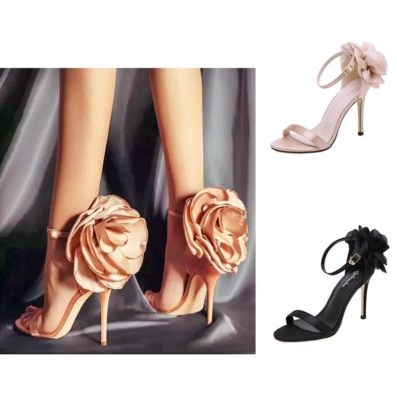 Summer 2023 European and American Flower Sandals High Heels Sandals Women Shoes Banquet Nightclub Shoes.