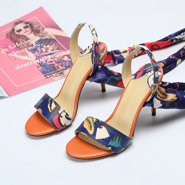 Summer Open Toe Graffiti Buckle Design Evening Sandals