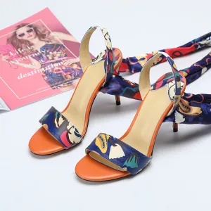 Summer Open Toe Graffiti Buckle Design Evening Sandals