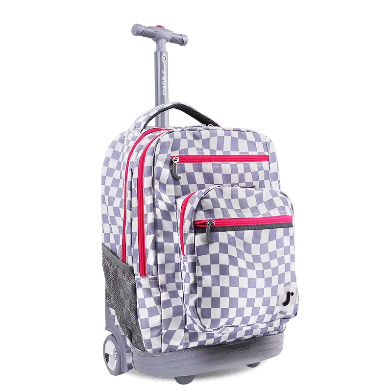 Sundance Laptop Rolling Backpack (20 Inch) in Lavender Checkers