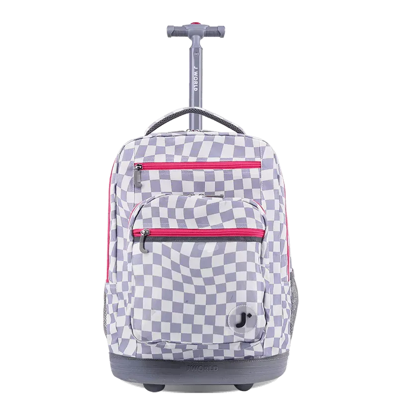 Sundance Laptop Rolling Backpack (20 Inch) in Lavender Checkers