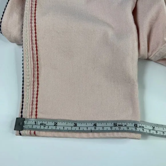 Sundry Womens Slim Skinny Jeans Pink Red Leg Stripe Denim 5-Pocket 26 New