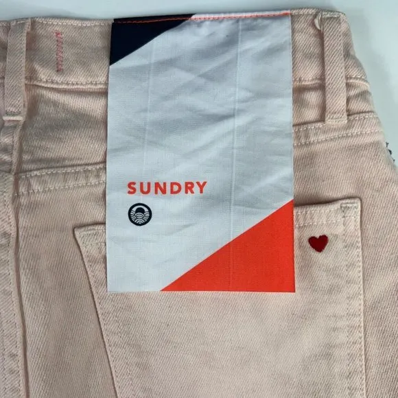 Sundry Womens Slim Skinny Jeans Pink Red Leg Stripe Denim 5-Pocket 26 New