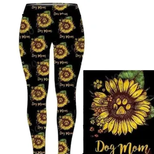 Sunflower Dog Mom Capri Leggings with Pockets- Ready to Ship