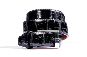 Tardini Black Alligator Skin Belt (Silver Buckle)