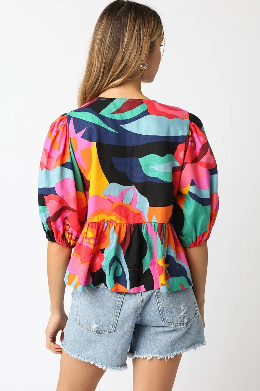 The Annie Puff Shoulder Floral Blouse