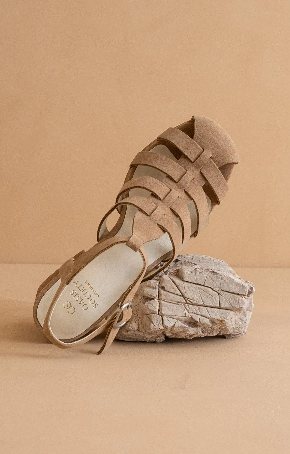 The Hailee | Khaki  Gladiator Cage Platform Heels