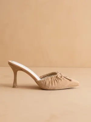 The Maven | Sand Pointed Kitten Heel with Bow