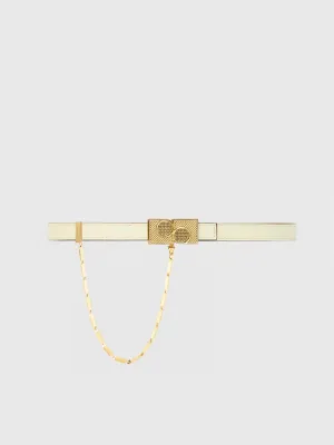 THIN BELT WITH SAFETY CHAIN IN PALE YELLOW