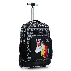 Tilami Black Unicorn Rolling Backpack 18 inch Wheeled Backpack