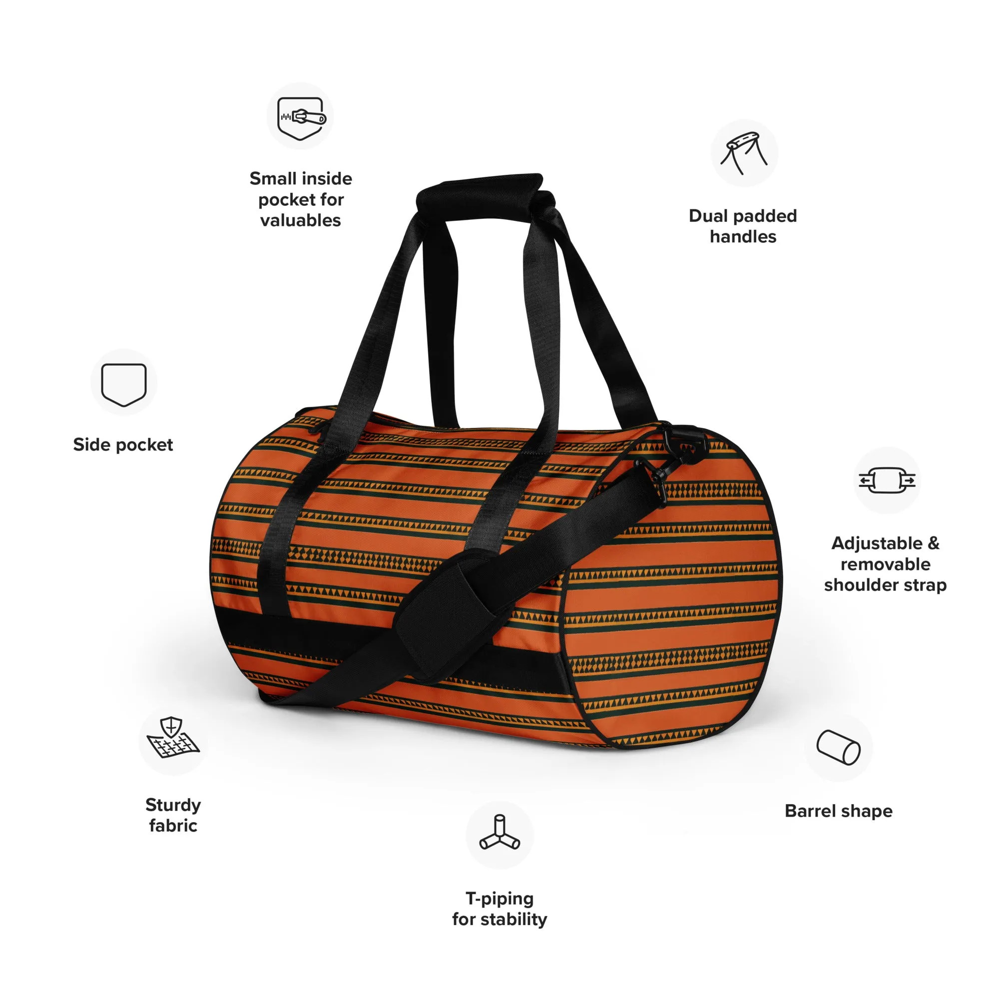 Timbuktu Tangerine Tapestry gym bag