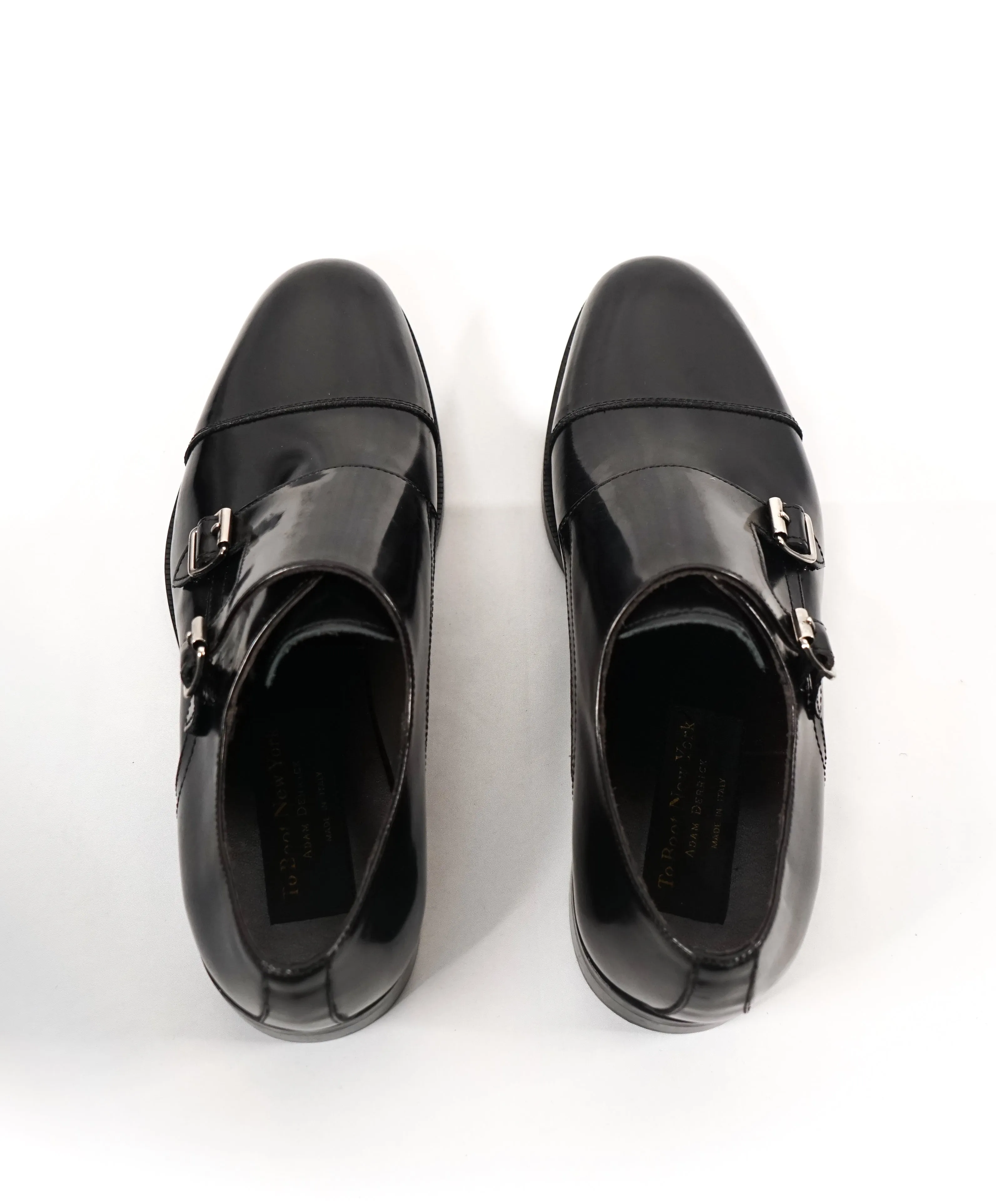TO BOOT NEW YORK - Double Monk Strap Loafers Black Patent Loafers - 9.5