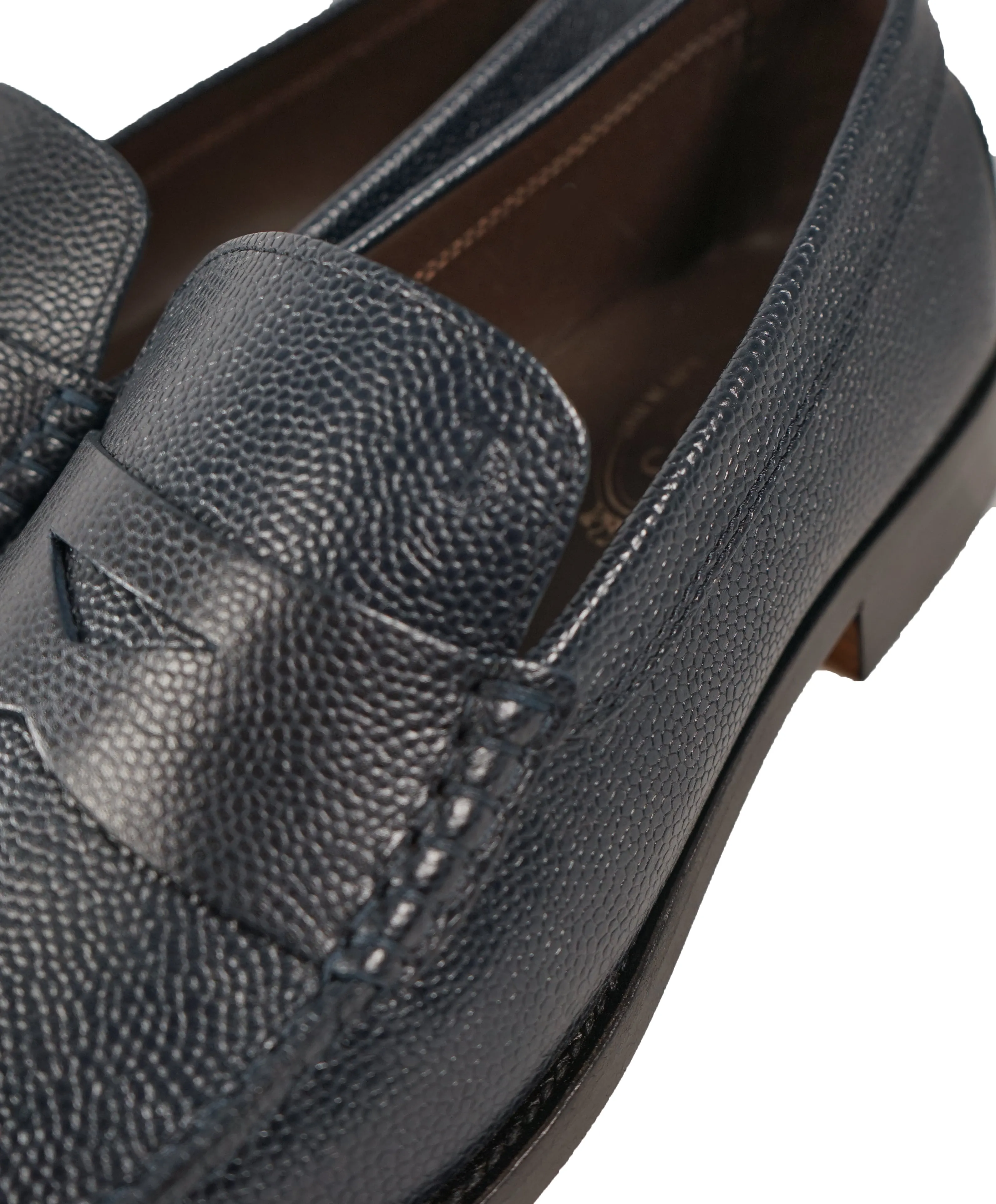 TOD’S - Blue Pebbled Leather Penny Loafers “Boston Devon” Leather Sole - 11