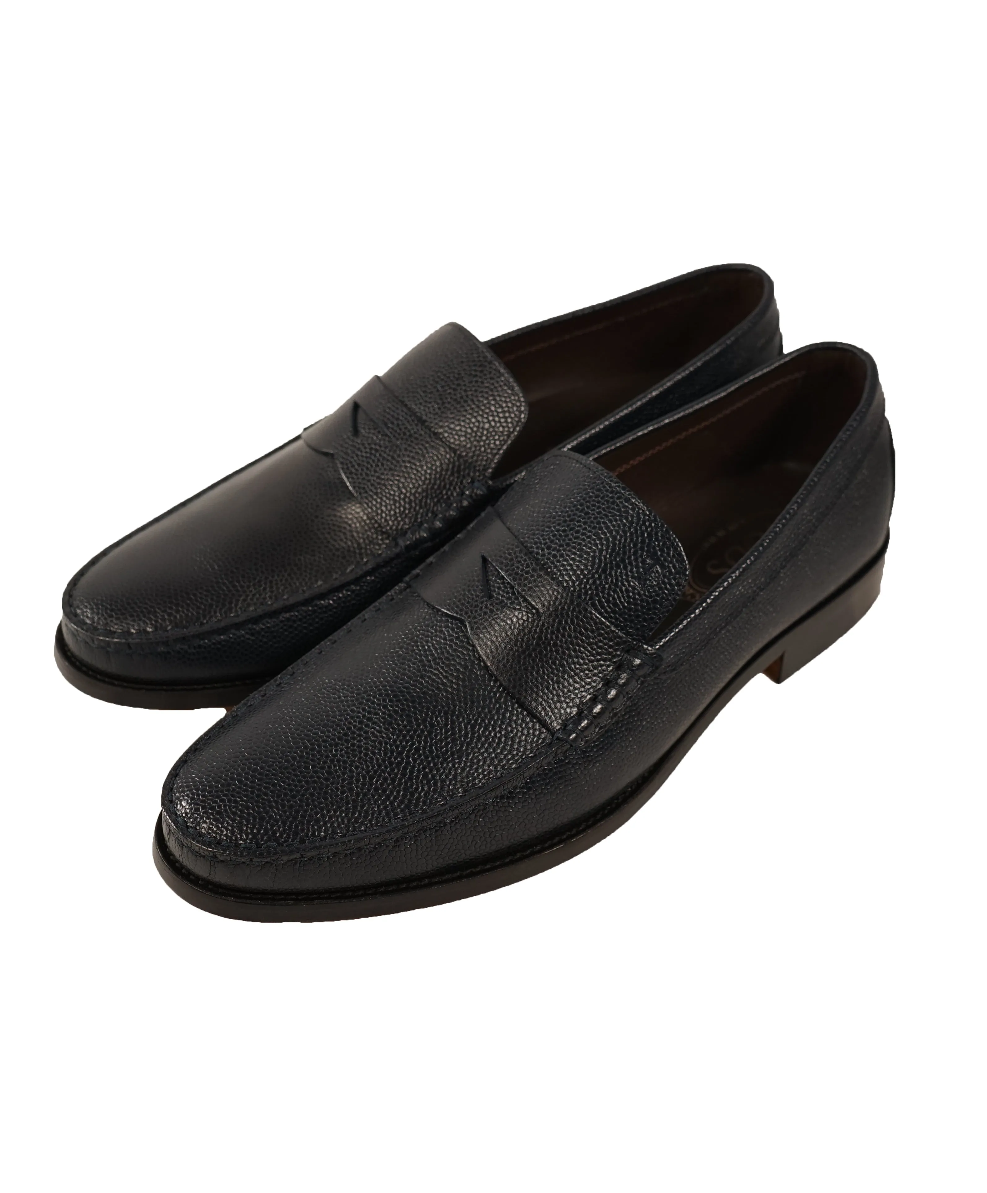 TOD’S - Blue Pebbled Leather Penny Loafers “Boston Devon” Leather Sole - 11