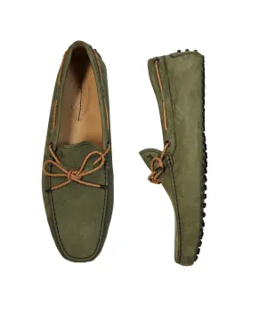 TOD’S - Gommini Laccetto Green Suede Driving Loafers - 11