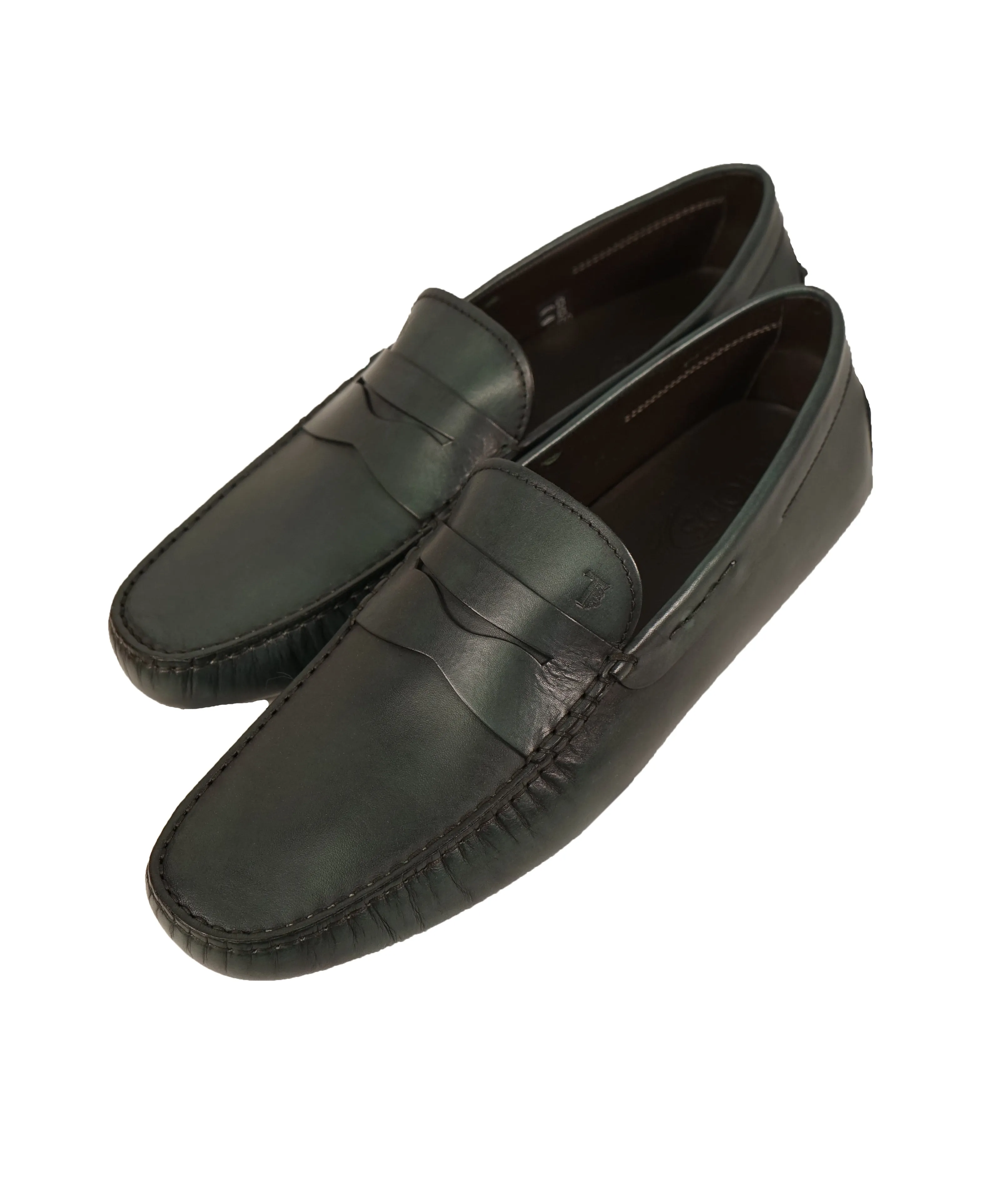 TOD’S -Green Patina Penny bit Logo Leather “Mocassino Gommini” Loafers - 14