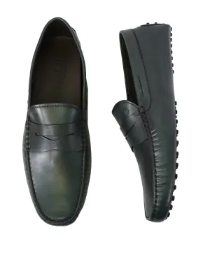TOD’S -Green Patina Penny bit Logo Leather “Mocassino Gommini” Loafers - 14