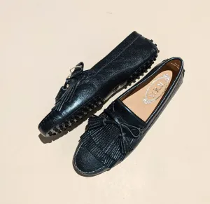 Tod's Metallic Blue Gommino Fringe Loafers Mec Navy Gommini new in box