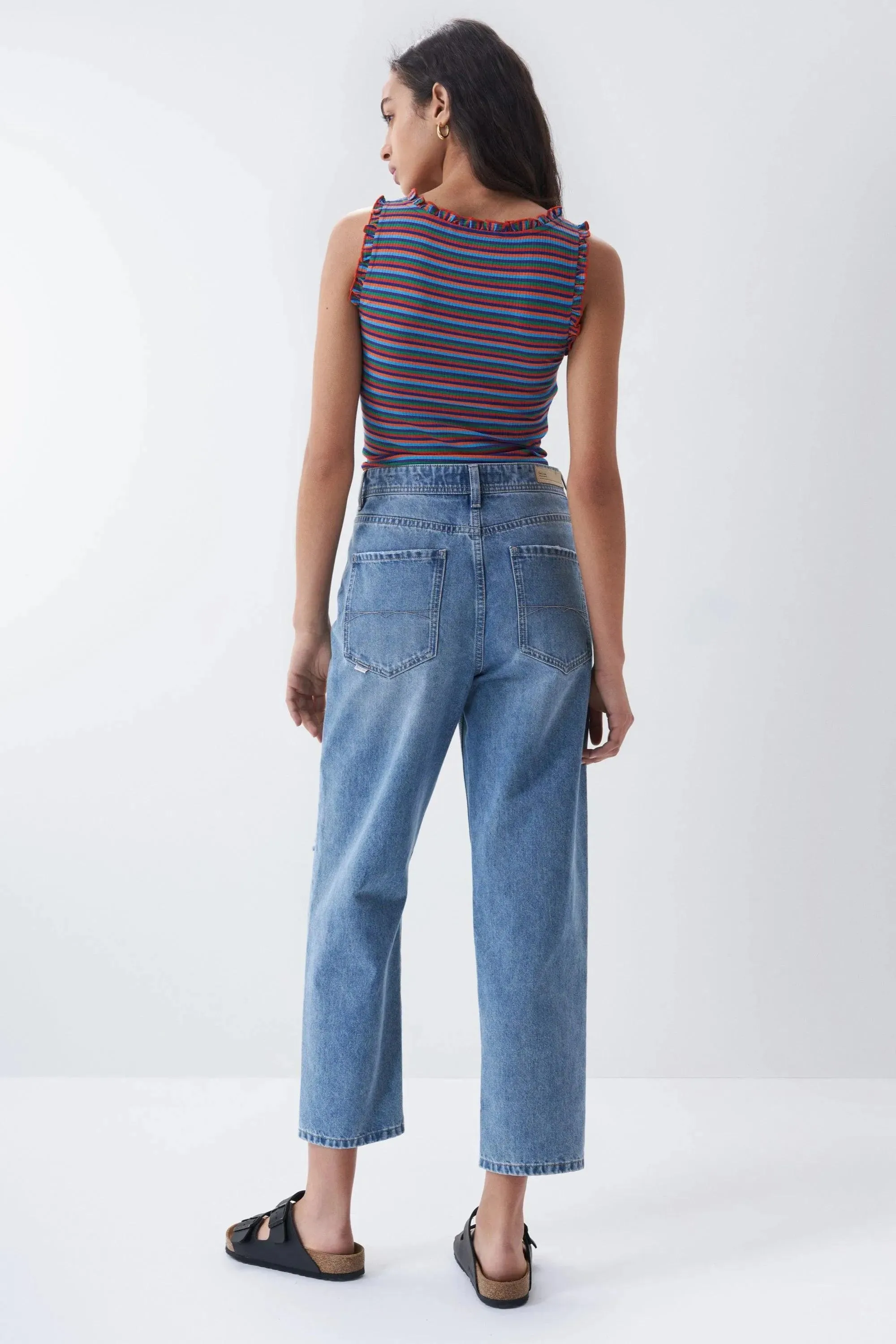 Top de tirantes de rayas multicolor