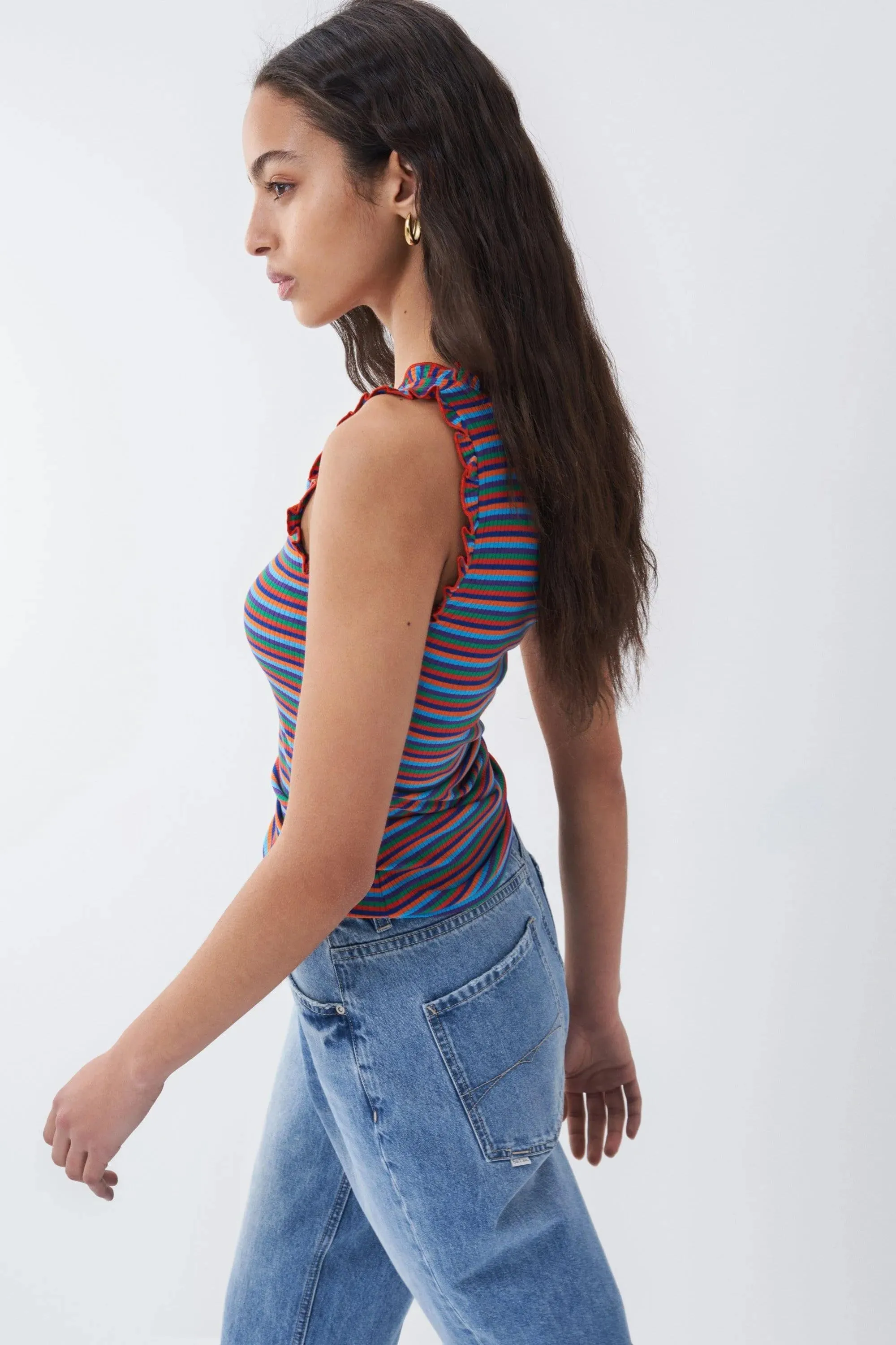 Top de tirantes de rayas multicolor
