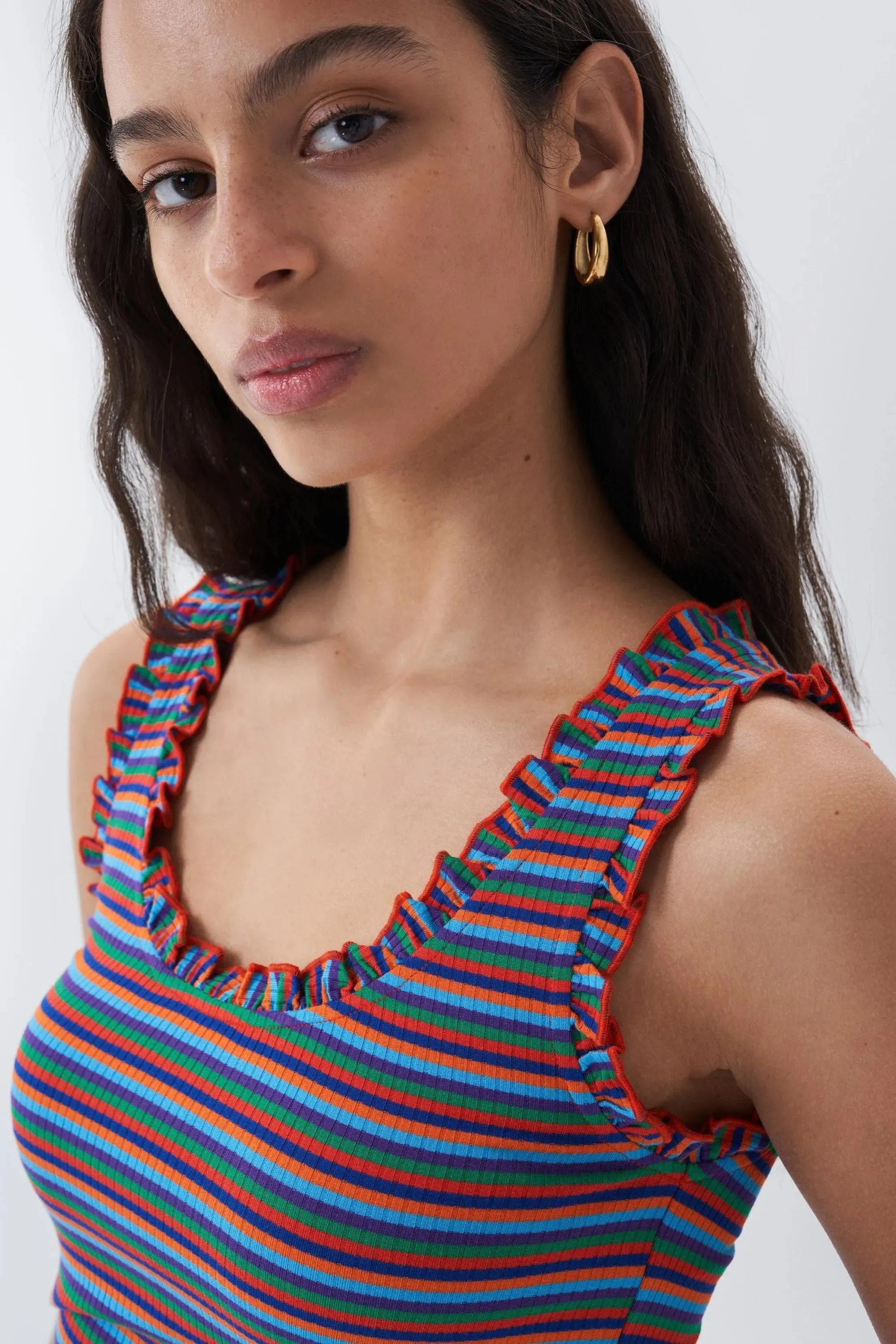 Top de tirantes de rayas multicolor