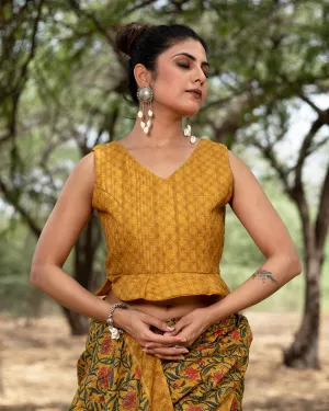 Traditional Printed Silk Peplum Blouse
