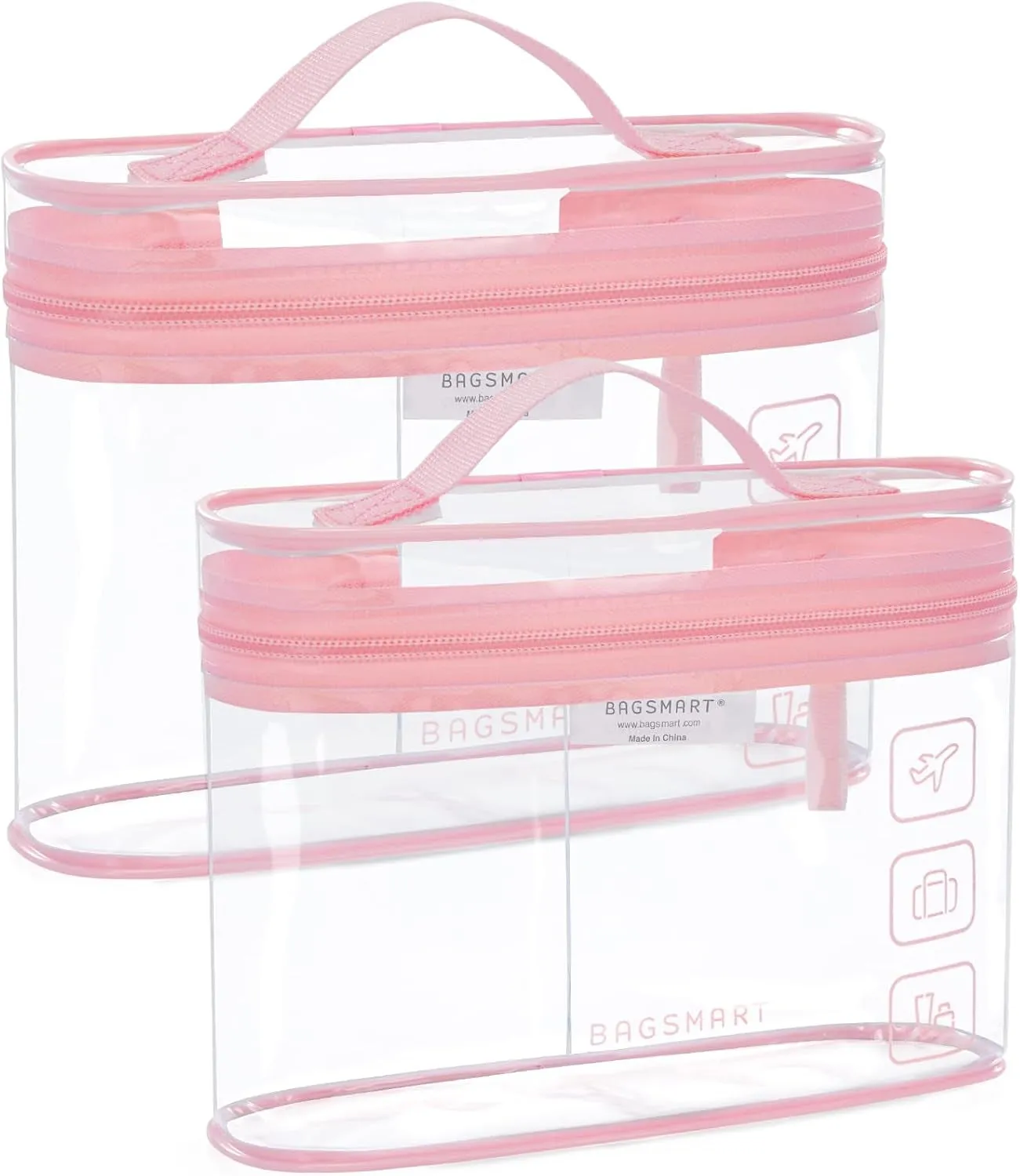 TSA Approved Toiletry Bag, 2 Pack Clear Makeup Cosmetic Bag Organizer, Quart Size Travel Bag for Toiletries, Carry-On Travel Accessories Essentials, Black-2Pcs