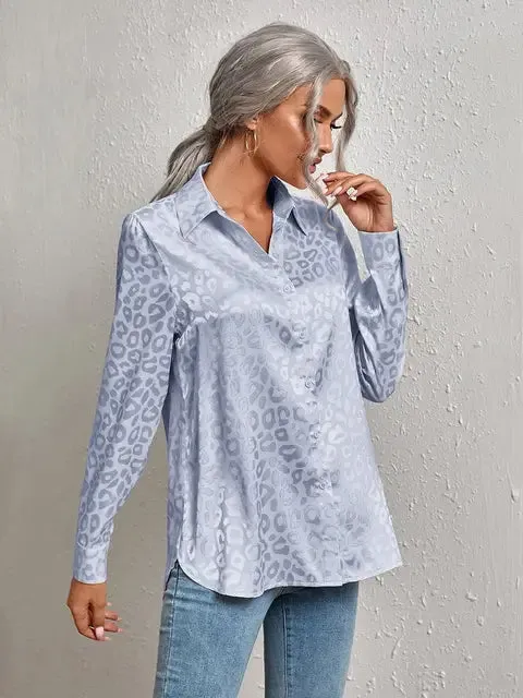Ubelia Blouse | Long Sleeve Leopard Blouse