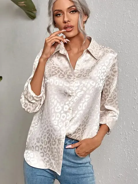 Ubelia Blouse | Long Sleeve Leopard Blouse